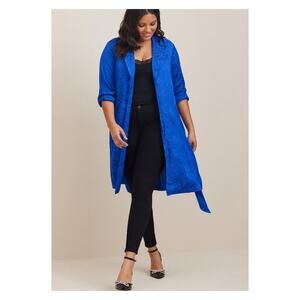 Torrid Blue Jacquard Trench Coat Sz.4 NWT